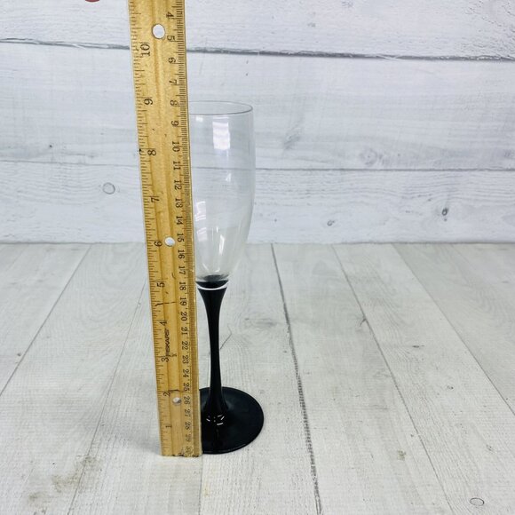 Luminarc France Jet Black Stem 6 oz Champagne Flutes 8 5/8\